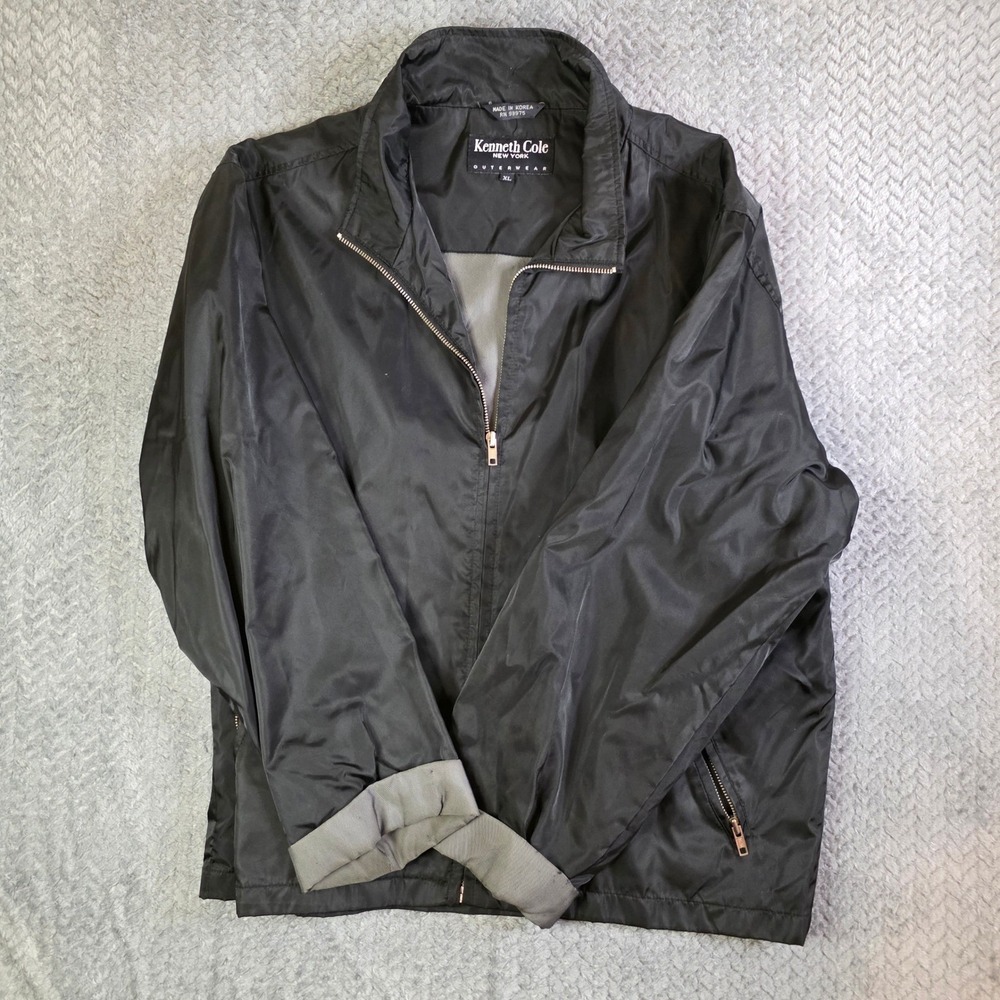 Kenneth Cole New York Men's XL Lightweight Zip Jacket Black Casual Outerwear